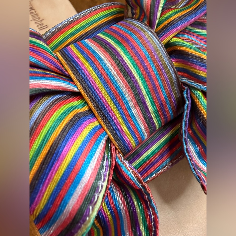 Free People x Jeffrey Campbell Regalo Bow Slides NIB 9 Boho Stripe Sandals 🌈 - Picture 2 of 10